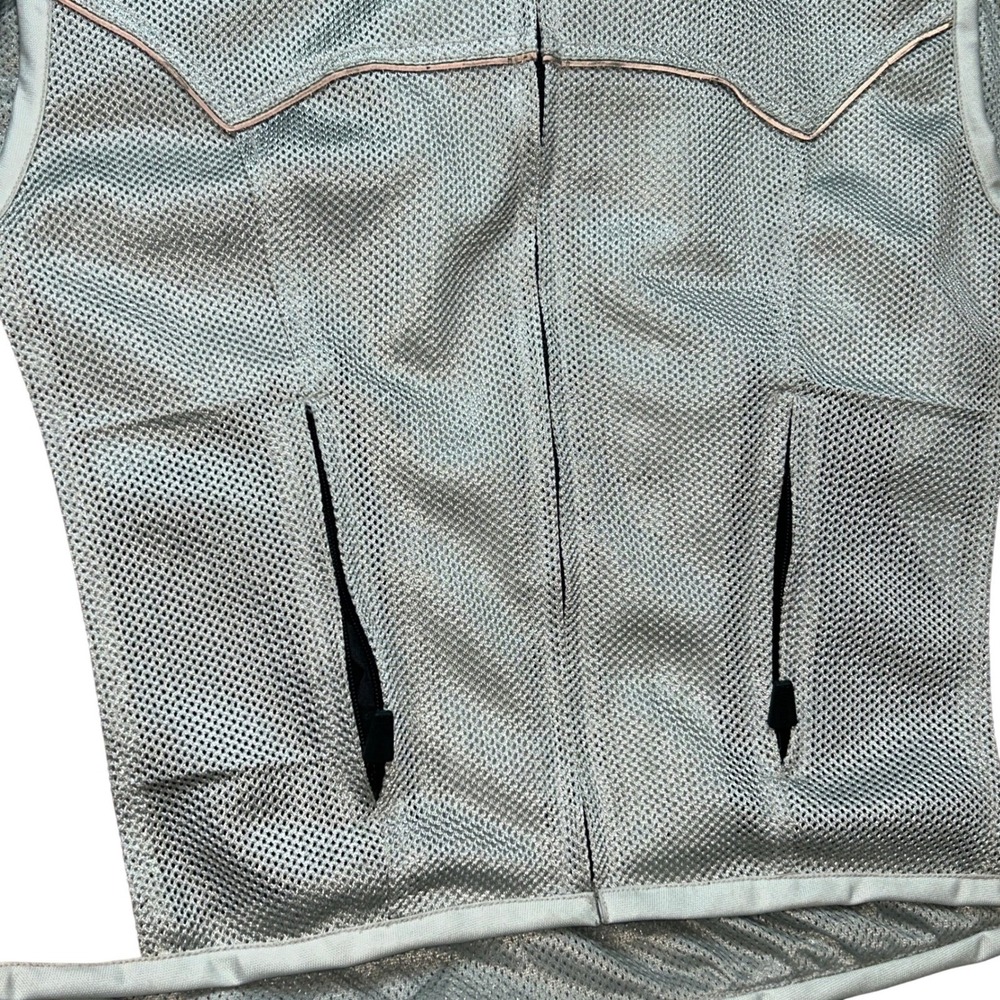 Six Gear Men's Motorcycle Mesh Vest Size L 46 Gray Red Armored Biker Riding Zip - Picture 7 of 11